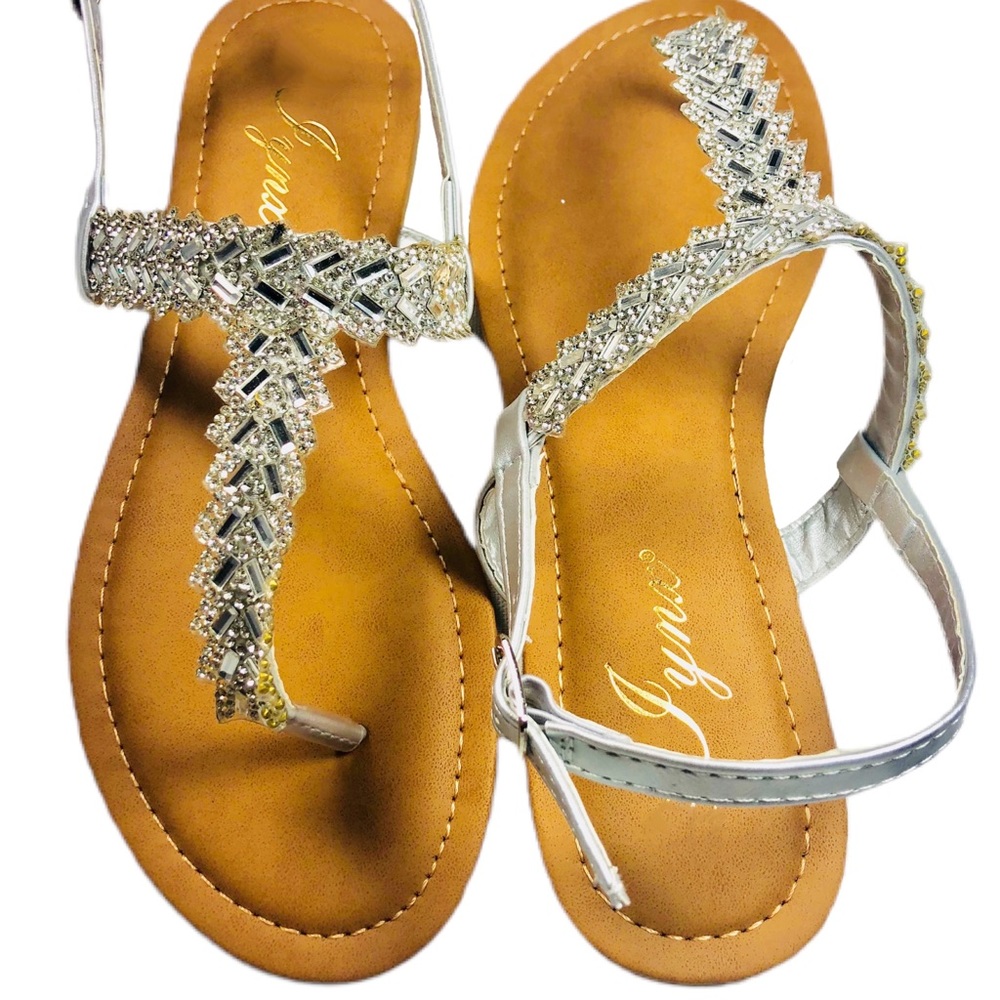 NEW SILVER WOMEN THONG SANDALS